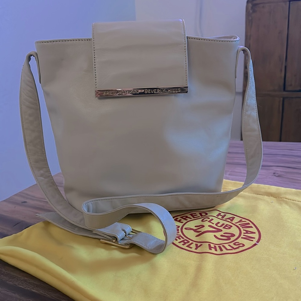 Fred Hayman Tan Leather Crossbody Tote
